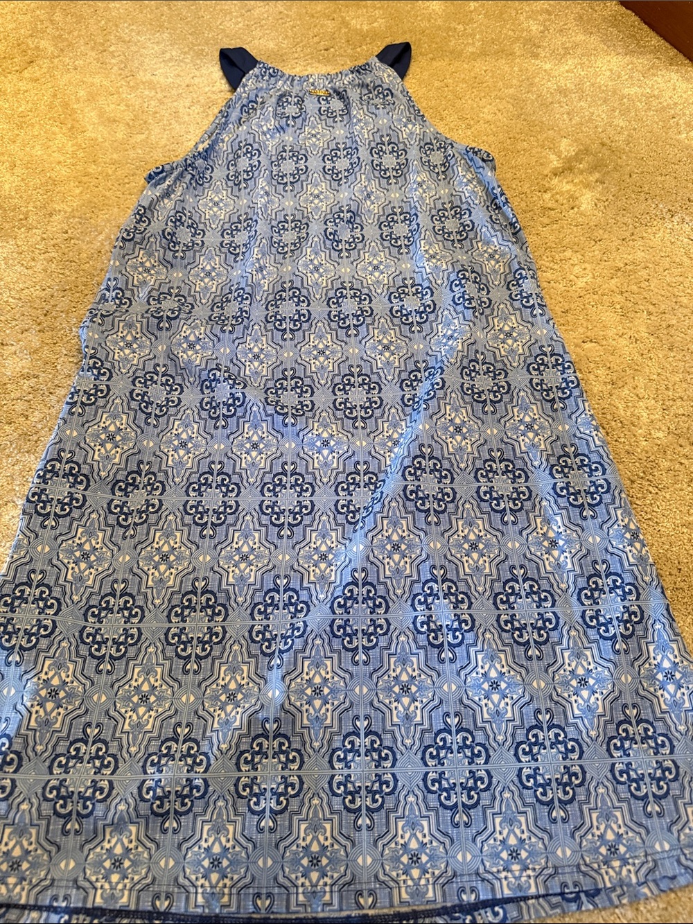 Cabana Life size SM Blue Patterned Neck Dress - Picture 5 of 7